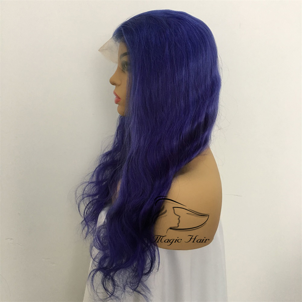 Full Lace Human Hair Wigs Purple Color Natural Wave Brazilian Virgin Human Hair Lace Front wig With Baby Hair Glueless