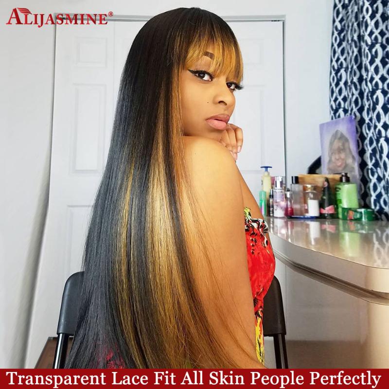 150% 13x6 Transparent Lace Wigs Brazilian Remy Straight Highlight 1b 27 Lace Front Human Hair Wigs With Bangs For Women Ombre, Medium brown lace
150% 13x6 Transparent Lace Wigs Brazilian Remy Straight Highlight 1b 27 Lace Front Human Hair Wigs With Bangs For Women Ombre, Medium brown lace