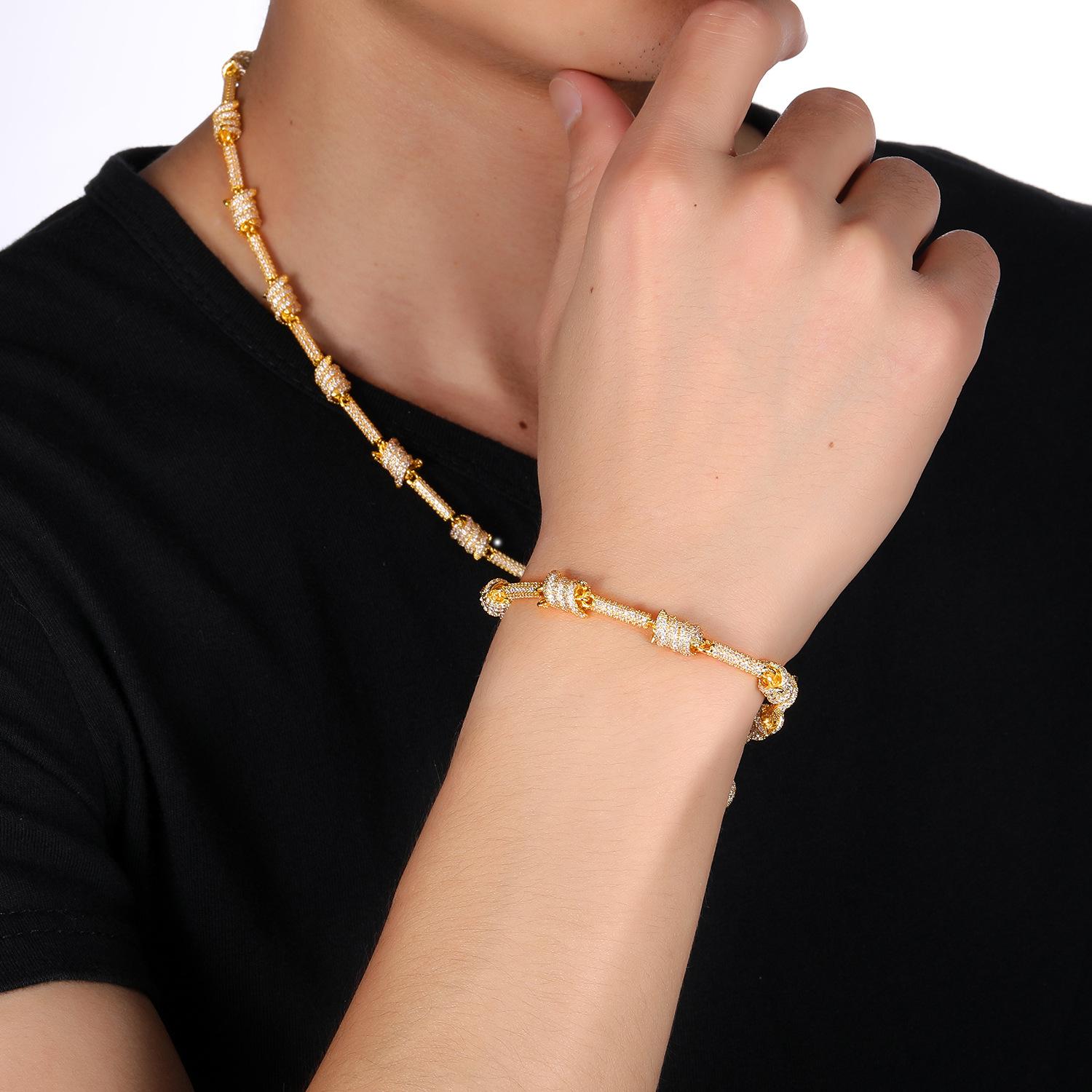 White New Arrival Gold Bg Cubic Zirconia Wire Wrap Knot Hip Hop Iced Out Bangle Bracelets Dia Jewelry Gifts for Men & Women 4