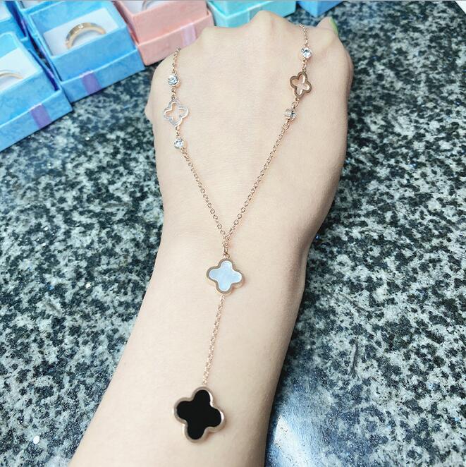 Four-leaf clover necklace female 18k gold genuine rose gold clavicle chain black agate pendant Valentine's Day gift for girlfriend, Silver
Four-leaf clover necklace female 18k gold genuine rose gold clavicle chain black agate pendant Valentine's Day gift for girlfriend, Silver
