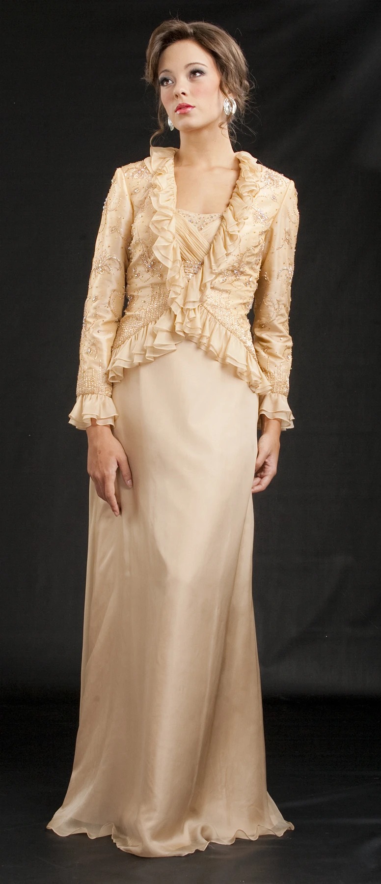 two piece mother dresses spaghetti strap long sleeves appliqued lace beaded wedding gowns floorlength mother guest gown with outsuit