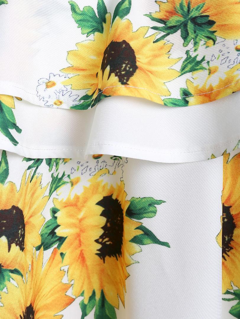 Sunflower Open Shoulder Blouse New Fashion Spaghetti Strap Flounce Tunic Blouse Shirts Half Sleeves Ladies Tops Blusas