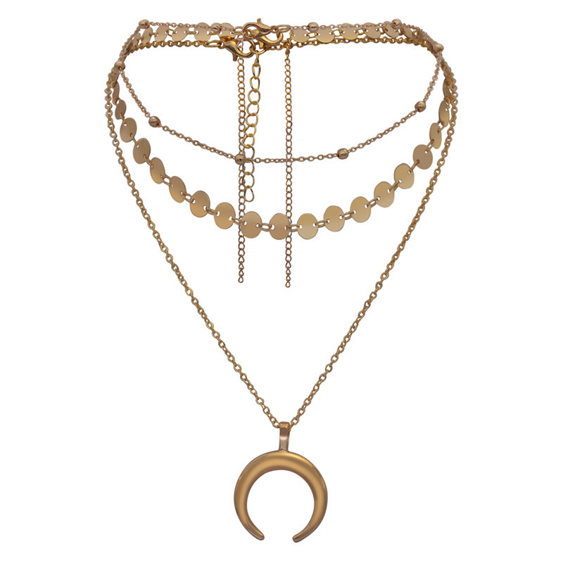 Gold multi-layer necklace female moon heart-shaped pendant necklace choker accessories, Champagen
Gold multi-layer necklace female moon heart-shaped pendant necklace choker accessories, Champagen