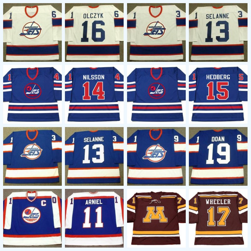 Winnipeg Jets 13 TEEMU SELANNE 1992 11 SCOTT ARNIEL 14 ULF NILSSON 15 ANDERS HEDBERG 20 TIE DOMI 17 BLAKE WHEELER Hockey Jersey, 20 tie domi 1993
Winnipeg Jets 13 TEEMU SELANNE 1992 11 SCOTT ARNIEL 14 ULF NILSSON 15 ANDERS HEDBERG 20 TIE DOMI 17 BLAKE WHEELER Hockey Jersey, 20 tie domi 1993
