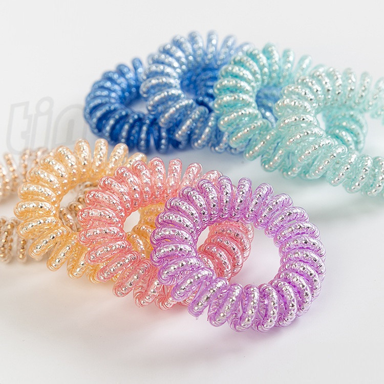Multi colors 3.9 cm chain Telephone Wire Hair Tie fashion Jelly Hair Rope Candy Color large size Telephone Wire Haircircle T9I00269
