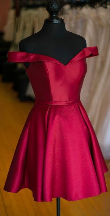 Off the Shoulder Dark Red Homecoming Party Dresses with Corset Back Knee Length Royal Blue Semi Formal Occasion Dresses