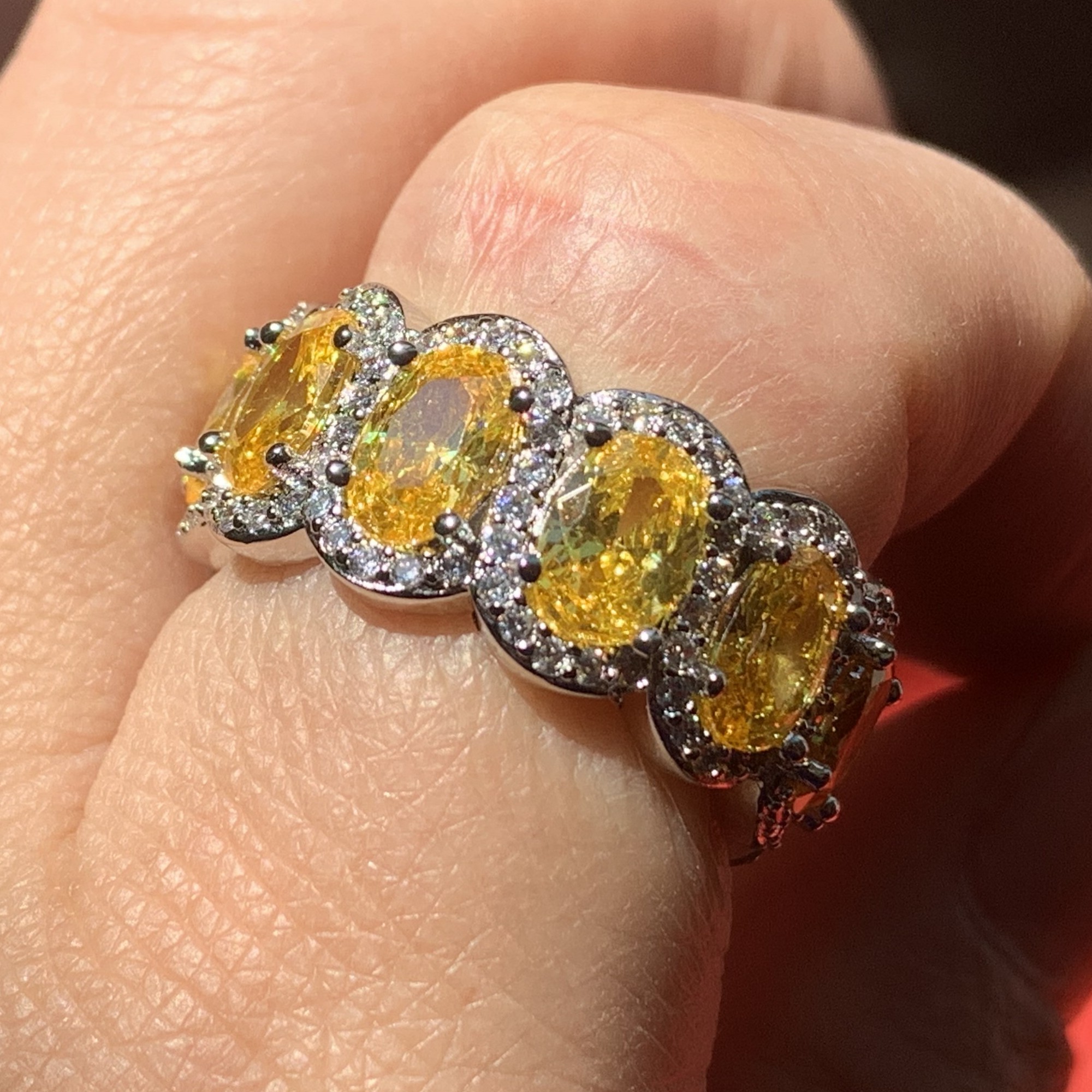 Drop Shipping New Arrival Luxury Jewelry Real 925 Sterling Silver Yellow Topaz CZ Diamond Women Wedding Band Ring for Lovers' Gift Size 5-10