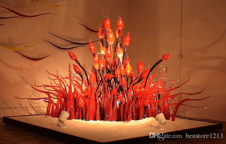 Zhongshan Factory Special Beautiful Glass Sculpture Floor Lighting Art Decor Hand Blown Glass Sculpture for Hotel Project