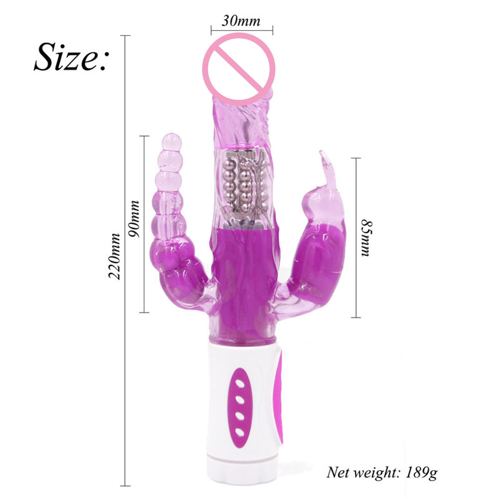 Erotic Intimate Goods Triple Pleasure Rabbit Vibrator G Spot Clit Stimulator Rotation Dildo Vibrator Sex Toys for Adults Women Y191214
