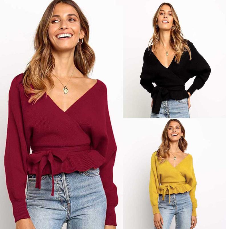 Fashion Women Winter Warm Deep V-Neck Lace Knitted Long Sleeve Sweater Tops Dropshipping Winter 2020 fashion Selling Work clo, Yellow
Fashion Women Winter Warm Deep V-Neck Lace Knitted Long Sleeve Sweater Tops Dropshipping Winter 2020 fashion Selling Work clo, Yellow