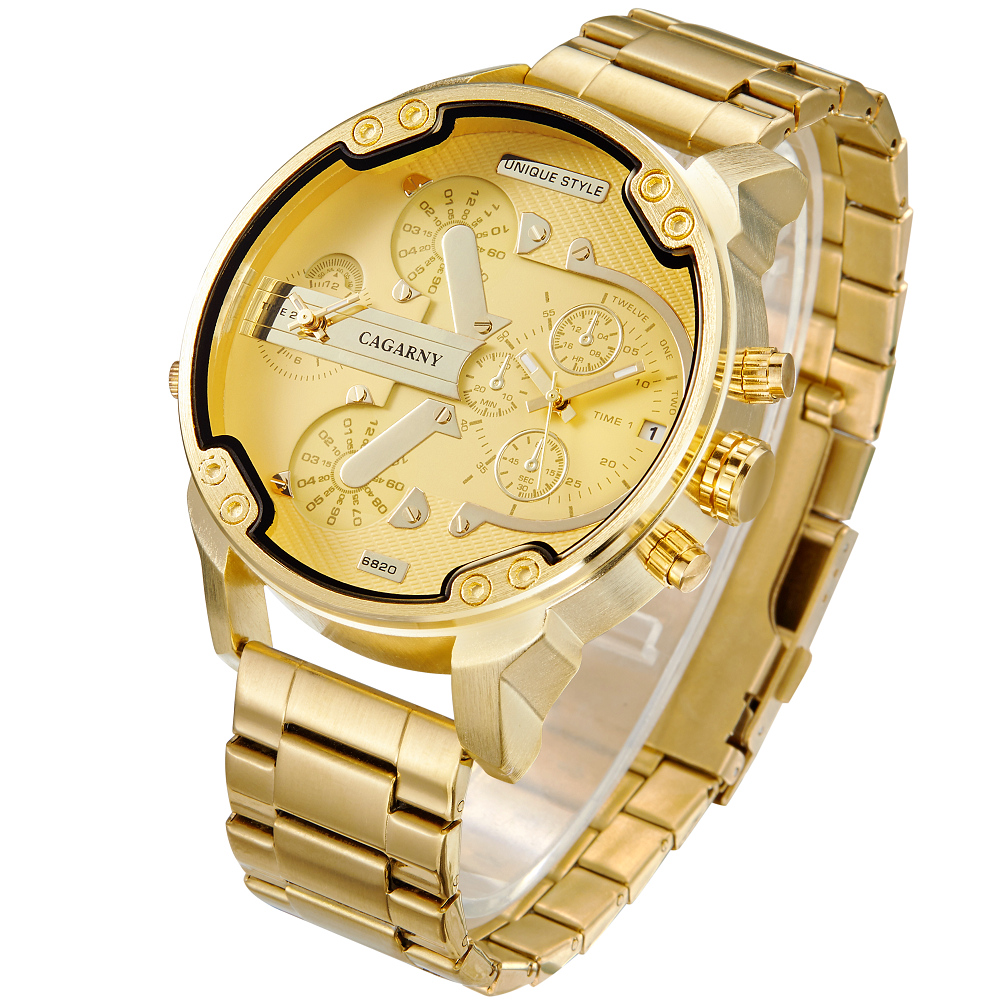 7399 Cagarny 6820 Cool Mens Wrist Watches Man Quartz Watch Men Golden Stainless Steel Dual Time Zones Military Relogio Masculino Army XFCS, Gold
7399 Cagarny 6820 Cool Mens Wrist Watches Man Quartz Watch Men Golden Stainless Steel Dual Time Zones Military Relogio Masculino Army XFCS, Gold