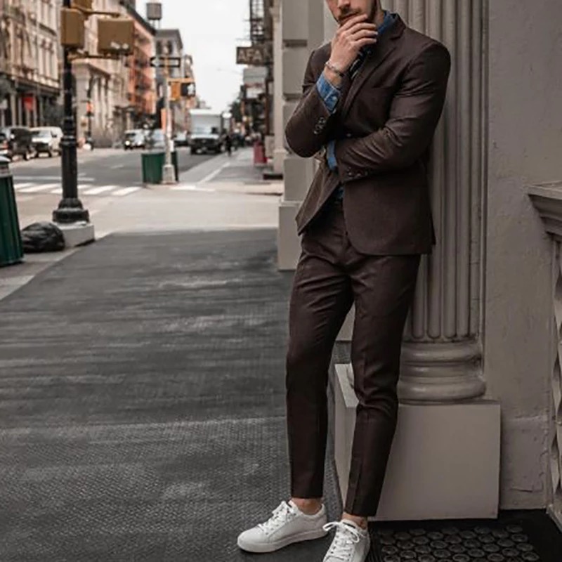 Fashion Wool Groom Wear Two Button Notched Lapel Mens Business Formal Prom Tuxedos Best Man Blazer Suit 2 Pieces (Jacket+Pants)