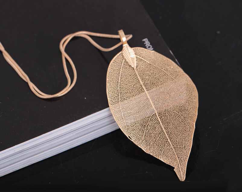 Gold Chain Necklace Women Men Jewelry Maxi Necklace Rose Gold Color Chain Real Charm Pendant Necklaces & Pendants Leaf Necklace