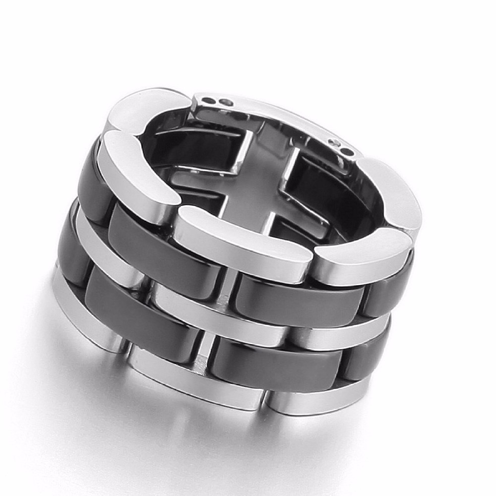 Cool jewelry Men's Stainless Steel Black Ceramic Ring, scroll engraved silver polishing a unique link fashion rings for man, Slivery;golden
Cool jewelry Men's Stainless Steel Black Ceramic Ring, scroll engraved silver polishing a unique link fashion rings for man, Slivery;golden