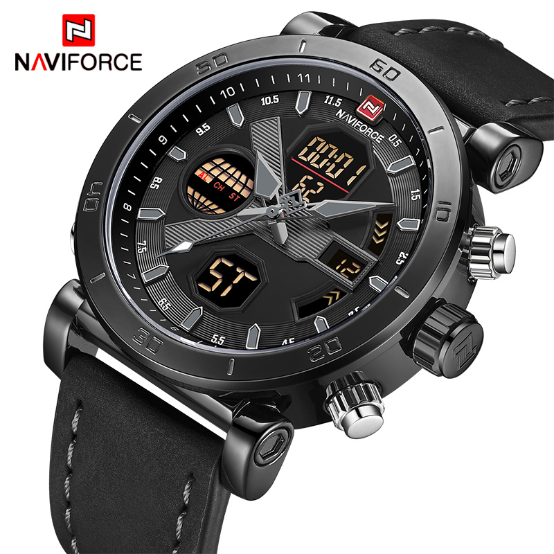 NAVIFORCE TOP Luxury Brand Sport Watches Men Leather Waterproof Army Military Digital Quartz Analog Wrist Watch Man Clock LY191213, Black grey
NAVIFORCE TOP Luxury Brand Sport Watches Men Leather Waterproof Army Military Digital Quartz Analog Wrist Watch Man Clock LY191213, Black grey