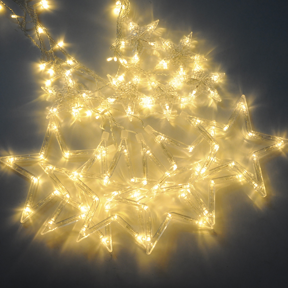 Decorations New LED String Lights Pentagram Star Curtain Light Fairy Wedding Birthday Christmas Lighting Indoor Decoration Lights 220V
