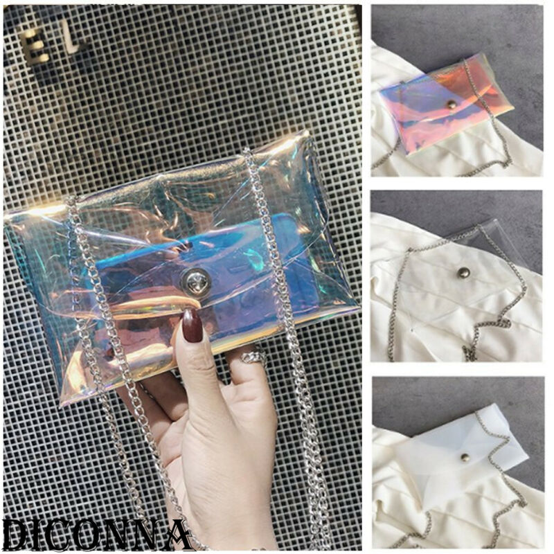 New Women Transparent Bag Fashion Jelly Handbags Tote Chain Shoulder Pack Bag Small Crossbody Bags For Ladies Messenger Bags, Clear 
New Women Transparent Bag Fashion Jelly Handbags Tote Chain Shoulder Pack Bag Small Crossbody Bags For Ladies Messenger Bags, Clear