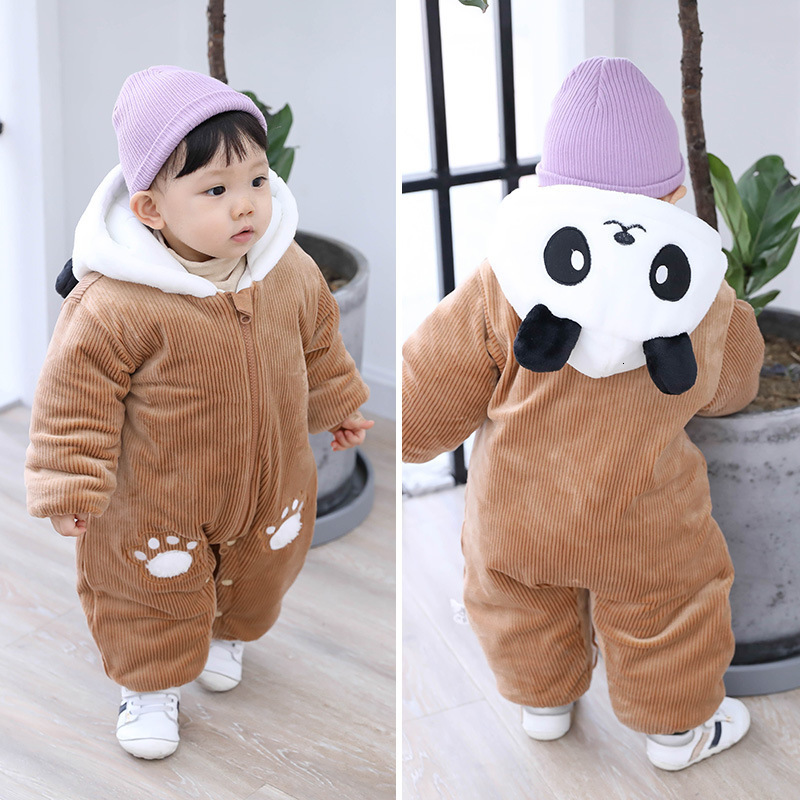 2019 Winter Panda Baby Hoodie Rompers Overalls Bodysuit Jumpsuit Newborn Girl Boy cotton Snowsuit Kids infant Snow Wear clothes