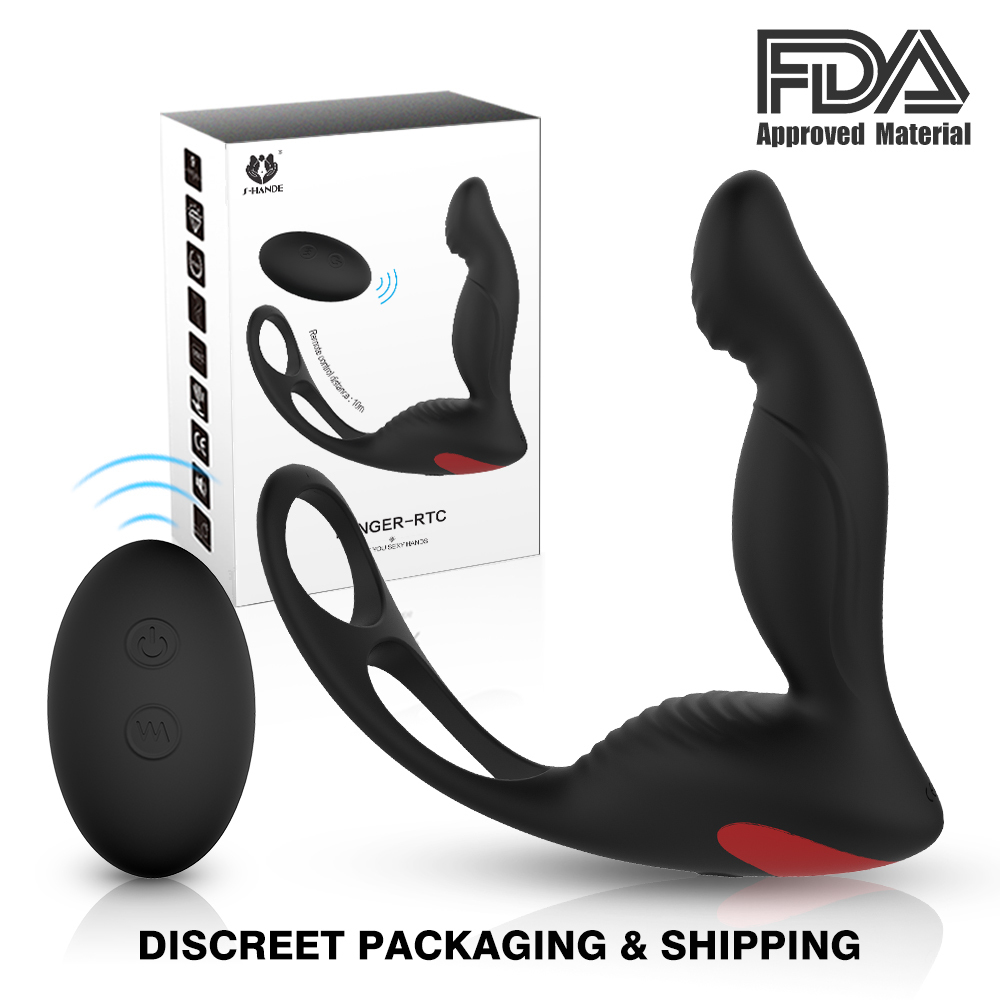 G-spot Penis Testis Perineum Prostate Massage With Ring Vibrator Remote Control Male Masturbator Anal Sex Product For Men Y190124