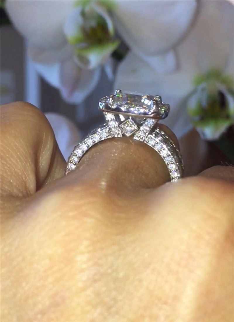Vintage Lovers Court ring 3ct Diamond 925 Sterling silver Engagement wedding band ring for women men Finger Jewelry Gift