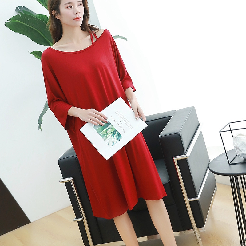 Plus size nightdress wine red Nightwear female fat mm short sleeve loose strapless nightdress pregnant women skirt pijama, Pink
Plus size nightdress wine red Nightwear female fat mm short sleeve loose strapless nightdress pregnant women skirt pijama, Pink