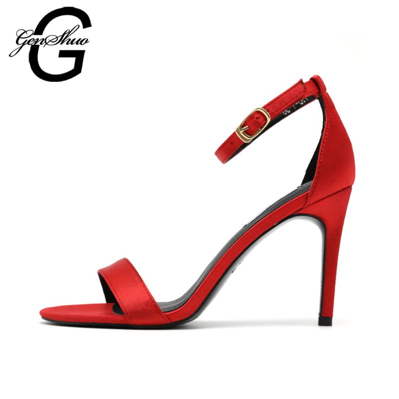 GENSHUO Sexy Women Sandals Thin High Heels 9 CM Gladiator Ankle Strap Sandals Summer Shoes Women Party Femme Shoes Black Silver
GENSHUO Sexy Women Sandals Thin High Heels 9 CM Gladiator Ankle Strap Sandals Summer Shoes Women Party Femme Shoes Black Silver