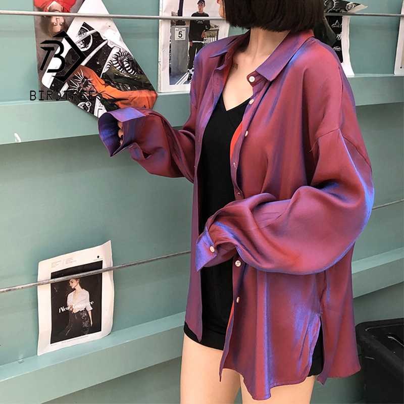 2020 Summer New Arrival Women Shiny Sunscreen Shirt Turn-down Collar Lantern Sleeve Blouse Oversize Top Feminina Blusas T9D3, Shiny blue
2020 Summer New Arrival Women Shiny Sunscreen Shirt Turn-down Collar Lantern Sleeve Blouse Oversize Top Feminina Blusas T9D3, Shiny blue