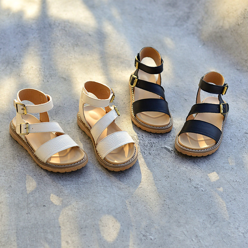 2020 New Summer Children's Roman Sandals Genuine Leather Fashion Princess Shoes Party Show Girls Sandals Euro: 26-36