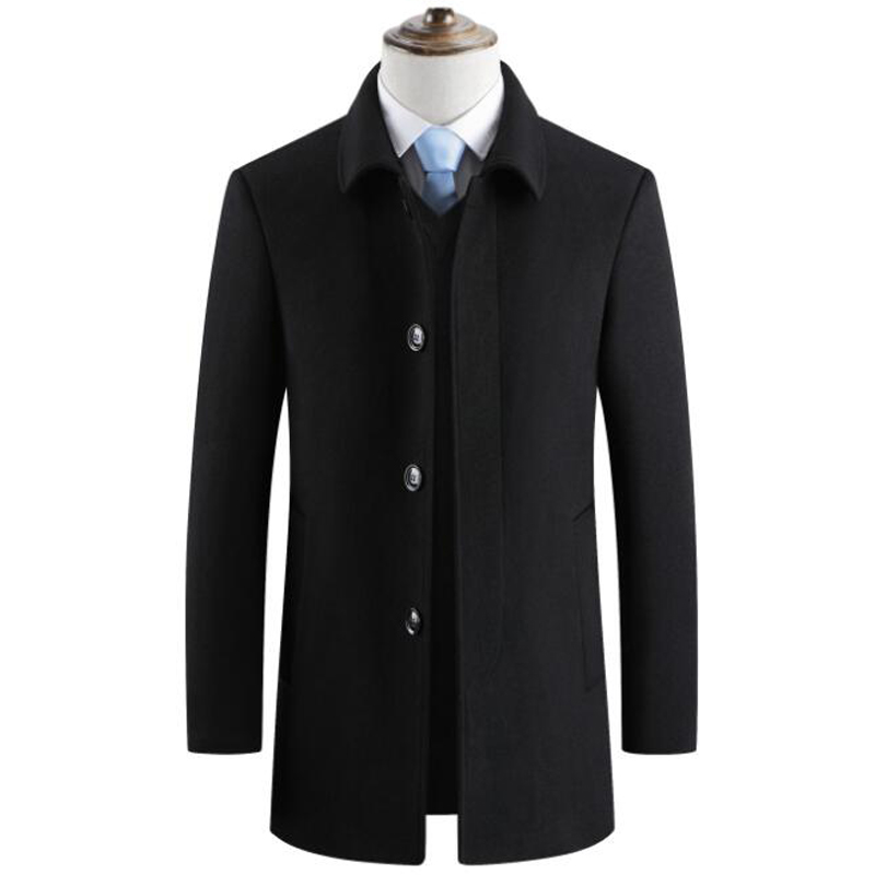 Men's Wool & Blends Mens Woolen Coat Fleece Thick Jackets Winter Jacket Men Warm Coats Business Clothing Windbreaker With Detachable Fur Col