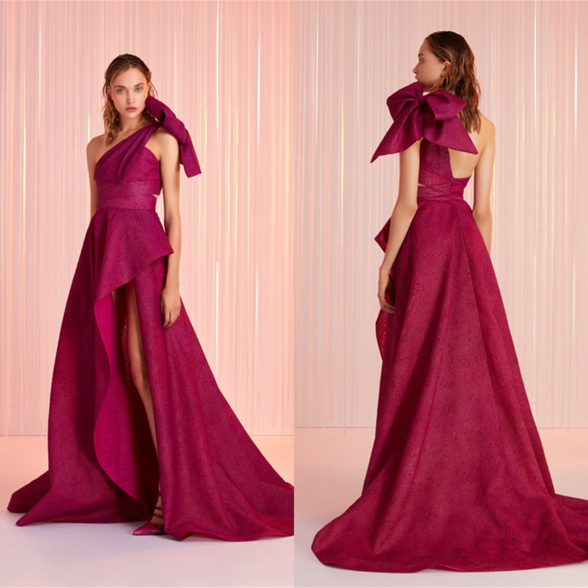 2021 Tony Ward Evening Dresses One Shoulder A Line Split Applique Court Train Prom Dress Party Wear Custom Made Red Carpet Gowns