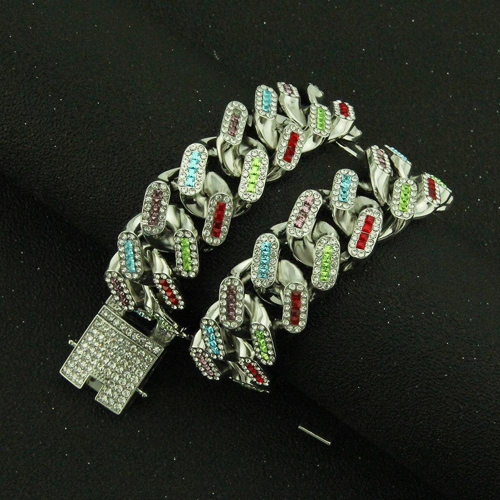 21mm 16-24 Inch Silver Bling Colorful Diamond Hip Hop Mens Cuban Link Chain Choker Long Necklace Curb Rapper Jewelry Chains Gifts for Men
21mm 16-24 Inch Silver Bling Colorful Diamond Hip Hop Mens Cuban Link Chain Choker Long Necklace Curb Rapper Jewelry Chains Gifts for Men