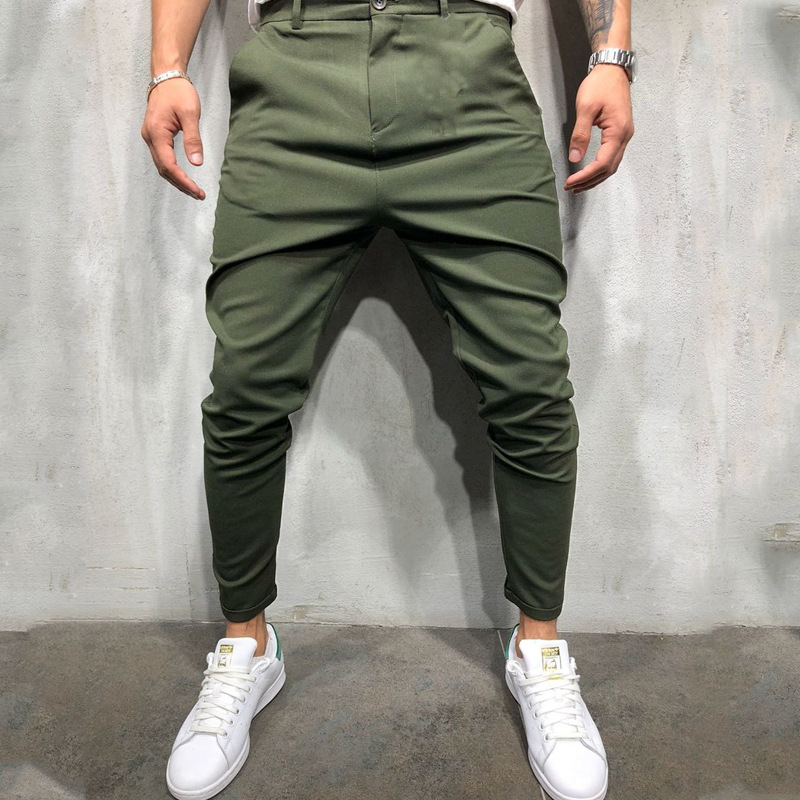 Men's Casual Straight Jogger Pants - Solid Color Slim Fit Fiess Trousers, Polyester, Black, S-2Xl B3