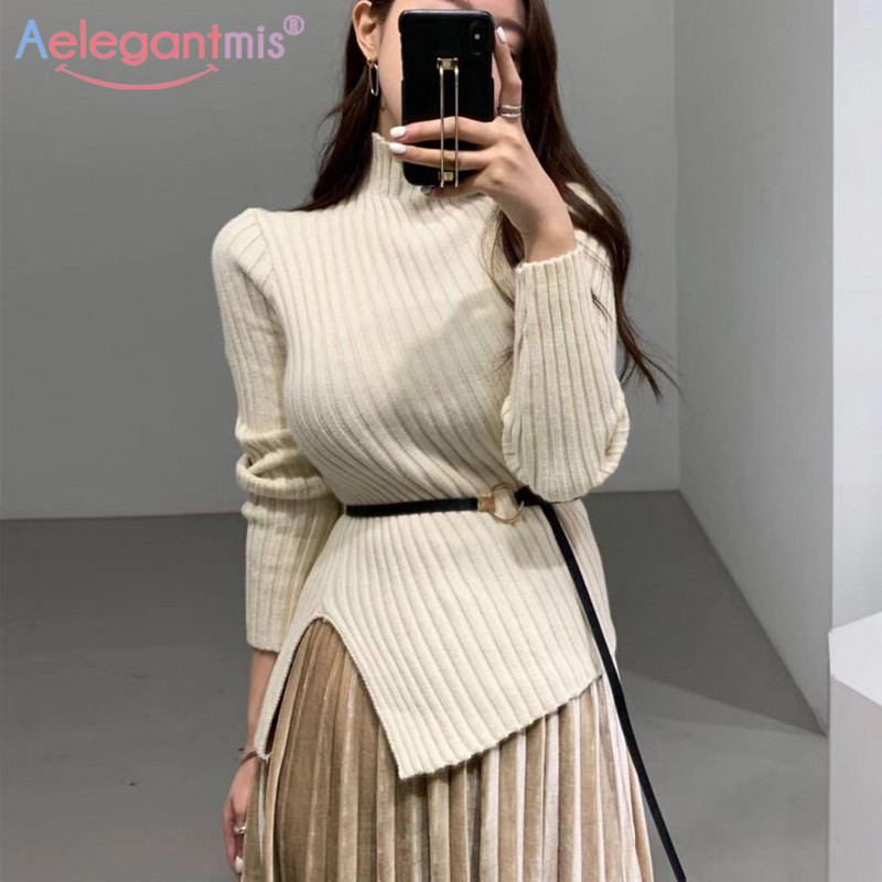 Aelegantmis Vintage Chic Spring Autumn Women Sweater Jumper Turtleneck Long Sleeve Slim Knitted Sweaters Female Pullovers Tops, Beige
Aelegantmis Vintage Chic Spring Autumn Women Sweater Jumper Turtleneck Long Sleeve Slim Knitted Sweaters Female Pullovers Tops, Beige