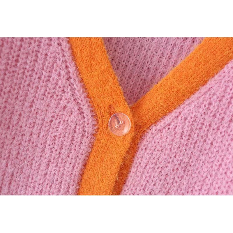 Pink cardigan womens sweaters korean crop sweater yellow autumn tops short sleeve v neck short cardigan mohair sweater fall 2019 T200101