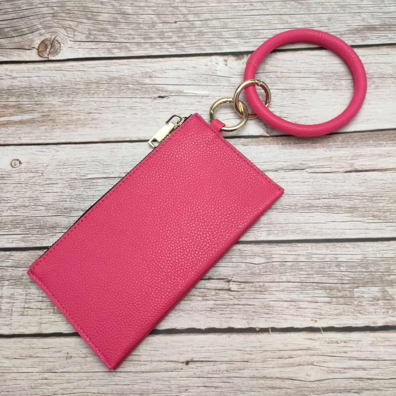 Personalized Pu Leather Phone Wallet Wristlet Bangle Key Chain Leopard O Ring Clutch Wrist Sunflower Purse Bag Christmas Gifts Keychain