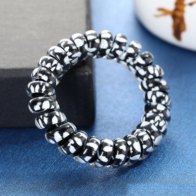 Leopard Hair Ties Telephone Wire Hair Ropes Gum Rubber Hairband Ponytail Holder Children Headwear Spiral Shape Accessories 3 Colors