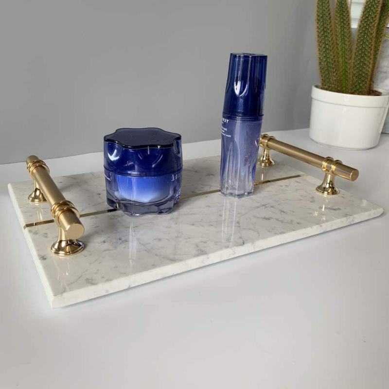 Natural Light Marble Tray, Bathroom Vanity Tray, Cosmetics Jewellery Perfume Tray with Metal Handles
Natural Light Marble Tray, Bathroom Vanity Tray, Cosmetics Jewellery Perfume Tray with Metal Handles