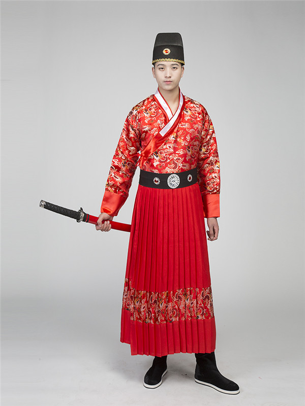 China Ming Dynasty imperial guards uniform Embroidered Dragon Clothes Men Antique Fighter Clothes Ancient Police officer Costume