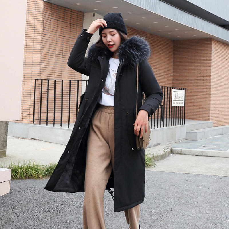 Down Cotton Coat Women Parka Warm Thick Overcoat Female Padded Winter Jacket Hooded Fur Collar Winter Women Coat Outerwear Q1942