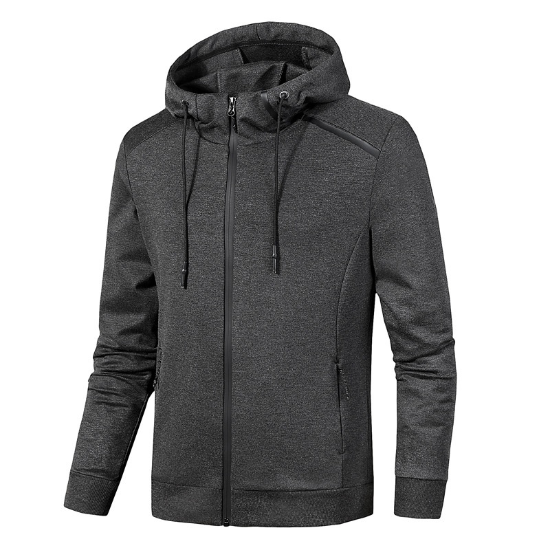 hooded plus Men's Cardigan Spring and autumn large size casual new coat, Black
hooded plus Men's Cardigan Spring and autumn large size casual new coat, Black
