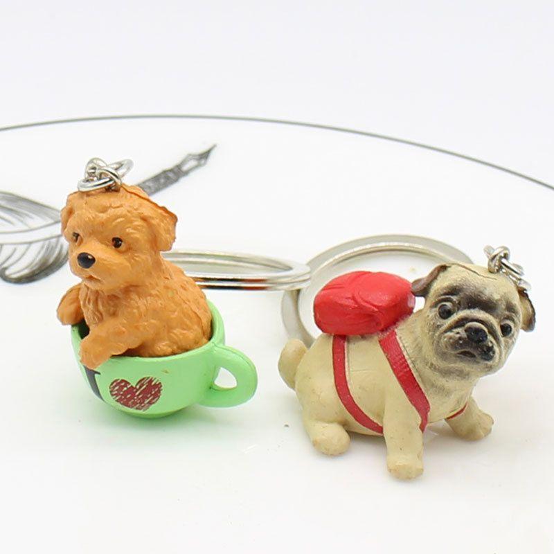 4pcs/lot 3d Pet Dog Lovers Animal Keyring Dog Bag Charms Keychains Fashion Jewelry New Key Ring Chain Key Holder