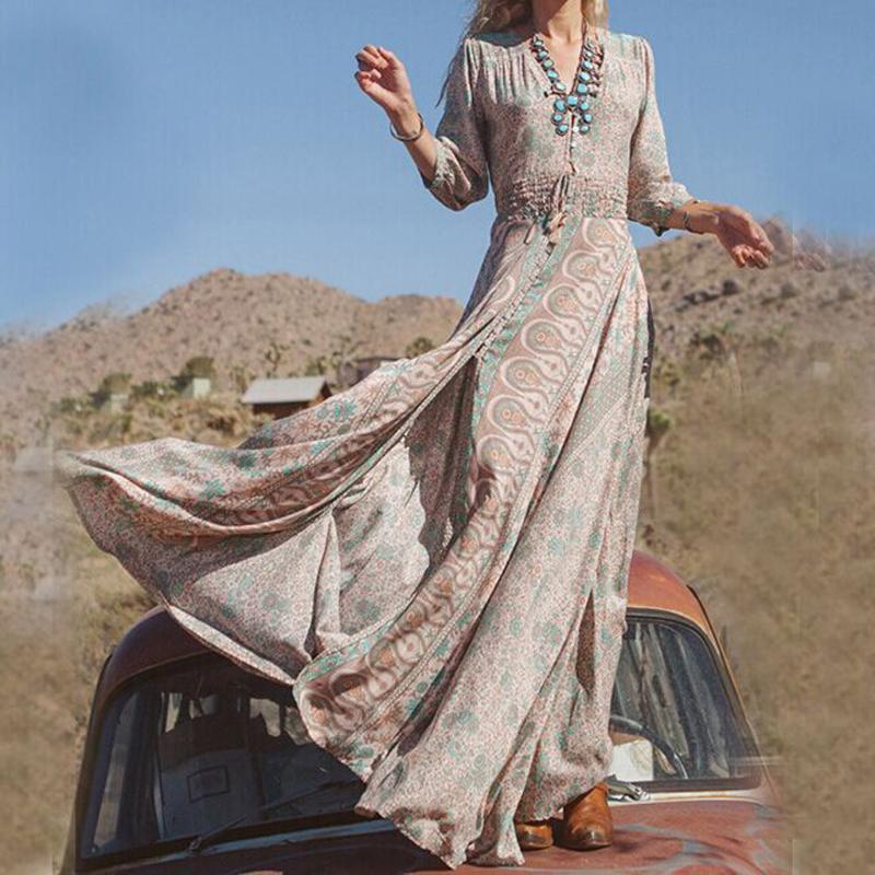 Women' Summer Bohemian Printed Tight Waist V-Collar Chiffon Beach Dresses Summer Women Tassel Sexy Casual Chiffon Dress, Khaki
Women' Summer Bohemian Printed Tight Waist V-Collar Chiffon Beach Dresses Summer Women Tassel Sexy Casual Chiffon Dress, Khaki