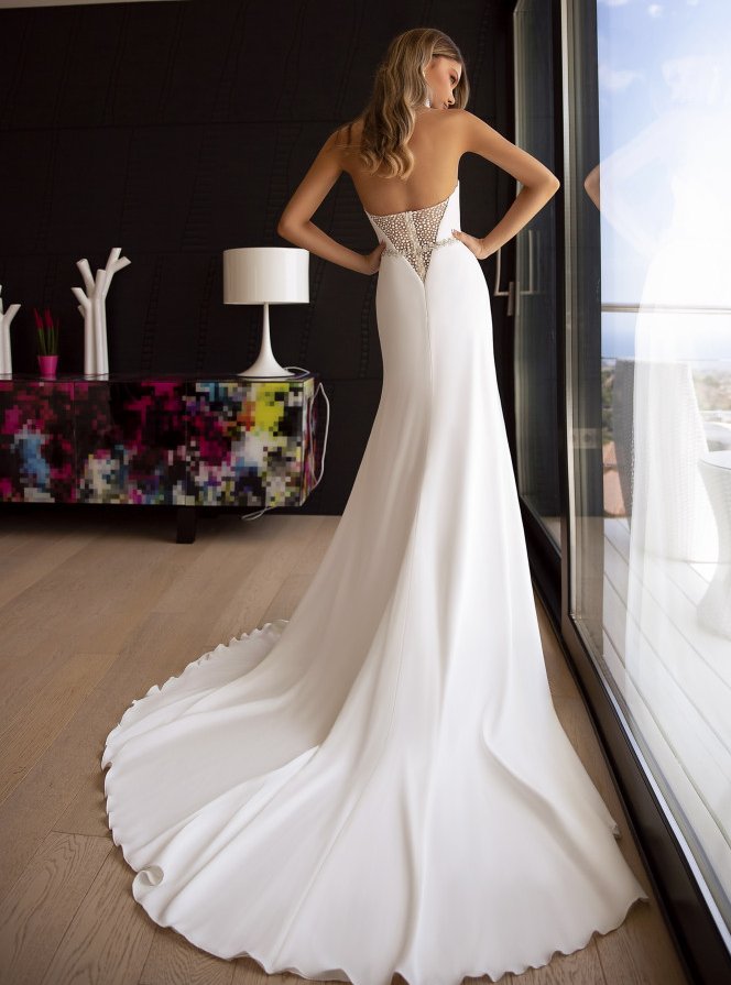 bohemain satin mermaid wedding dresses sweetheart beading top bridal gowns sweep train custom made wedding dress