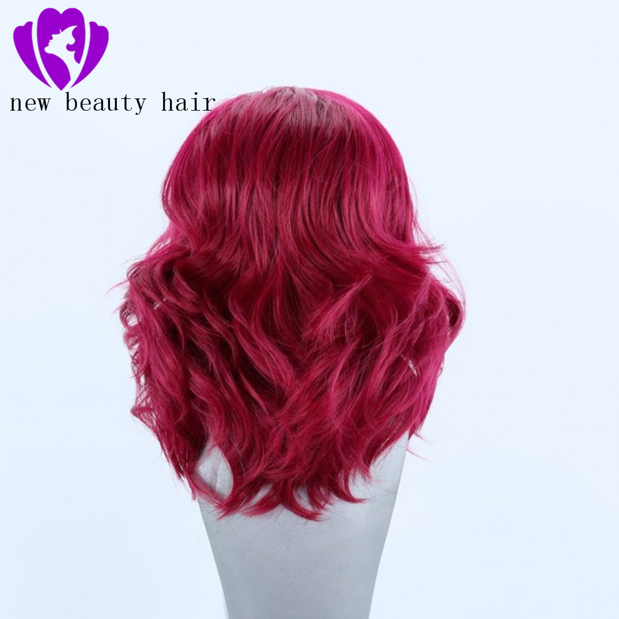 Summerstyle Short Wavy Burgundy/wine red Wigs For white Women Hair Synthetic Lace Front Wig Heat Resistant Fiber free Part Cosplay