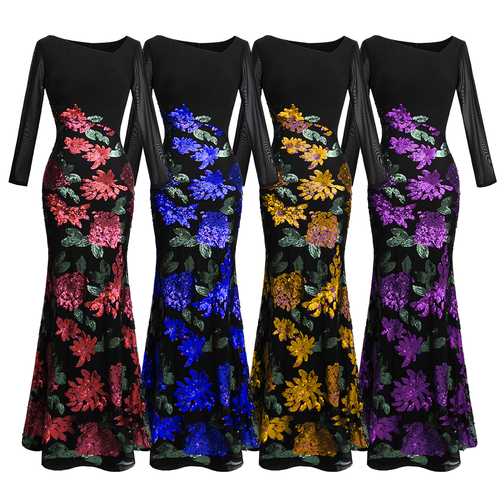 Angel-fashions Women's Long Sleeve Rose Pattern Sequin Black Formal Dress Evening Dresses Party Prom Gown 396
Angel-fashions Women's Long Sleeve Rose Pattern Sequin Black Formal Dress Evening Dresses Party Prom Gown 396
