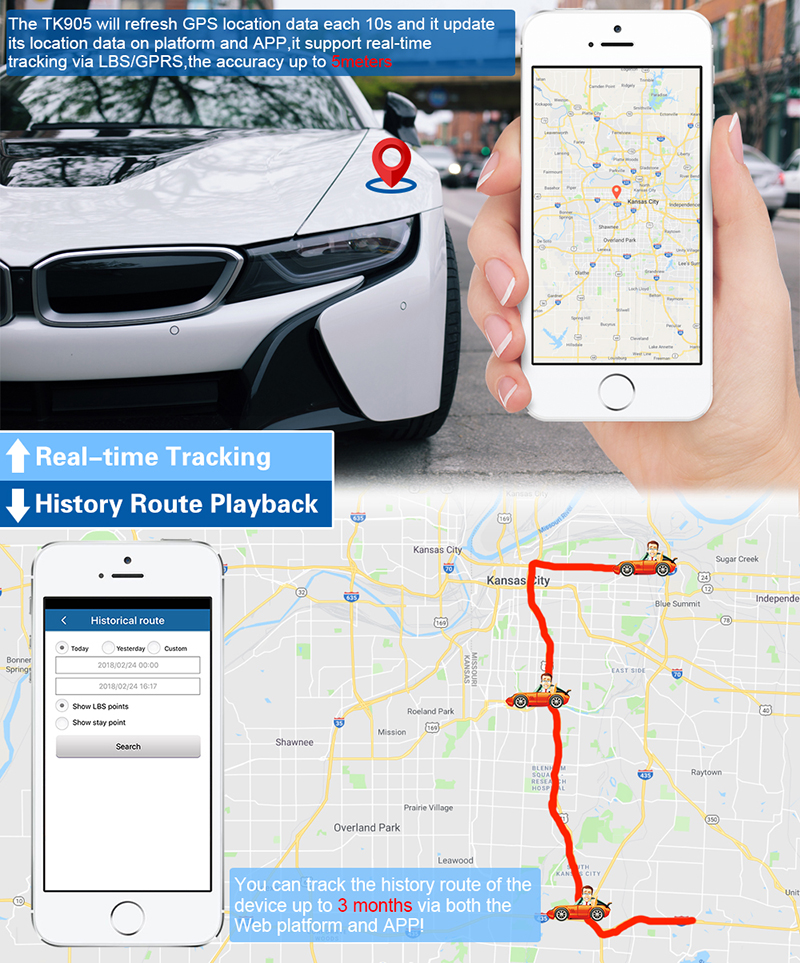 TK905 Quad Band GPS Tracker Waterproof IP65 Real Time Tracking Device Car Locator 5000mAh Long Life Battery Standby 120 Days