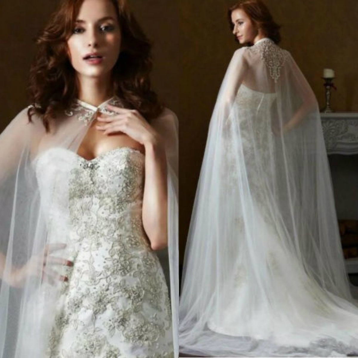 Jewel Neck Lace Jackets 2019 Customized Bridal Appliqued Tulle Long Wraps Women Formal Shawls Capes Dress Accessories