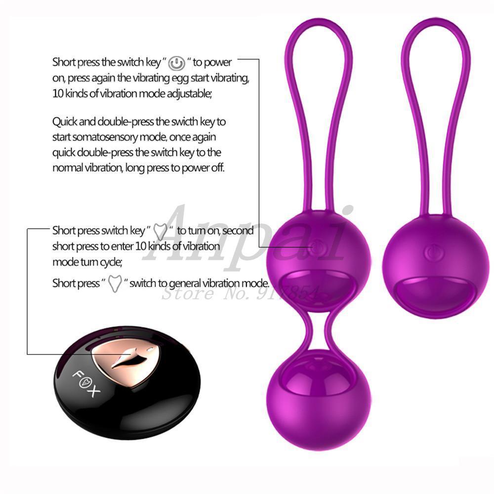 FOX Remote Control Smart Touch Vibrators Kegel Exercise Ben Wa Balls Vaginal Trainer Vibrating Egg Vibrador Sex Toys for Woman S18101905