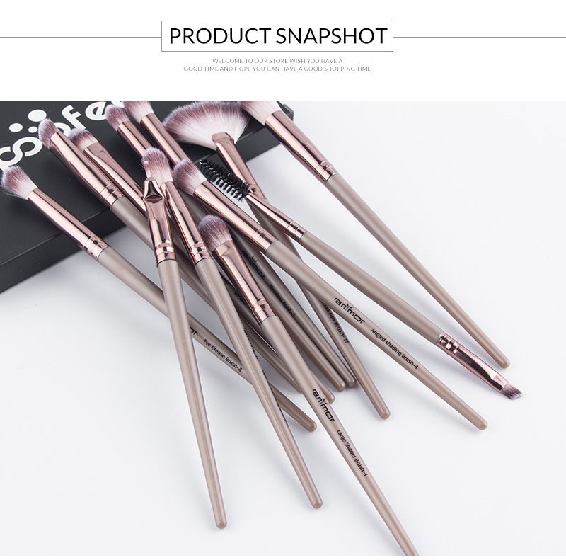 Anmor Makeup Brushes Set 12pcs/lot Eye Shadow Blending Eyeliner Eyelash Eyebrow Brushes For Make up Professional Eyeshadow Brush