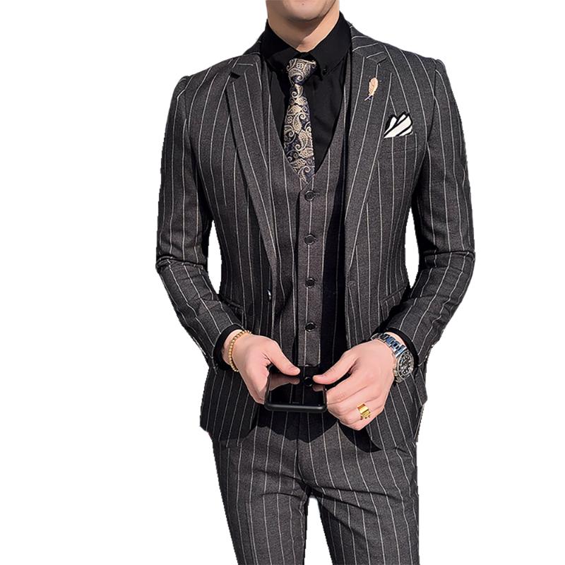 Jacket + Vest + Pants ) Fashion Striped Formal Business Mens Suit 3-Piece Set Groom Wedding Dress Show Suit Black/Grey/Navy
Jacket + Vest + Pants ) Fashion Striped Formal Business Mens Suit 3-Piece Set Groom Wedding Dress Show Suit Black/Grey/Navy